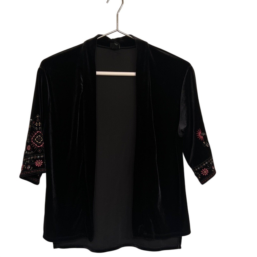 Art Class Black Velvet Embroidered Kimono,‎ Girls Size Large (10/12)